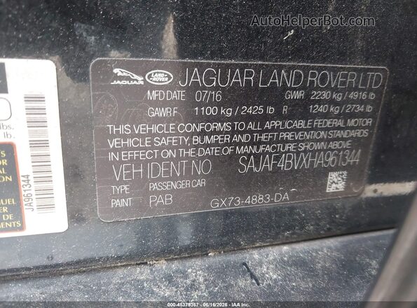 SAJAF4BVXHA961344 2017 JAGUAR XF Black Vista del compartimento del motor