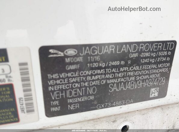 SAJAJ4BV9HA974729 2017 JAGUAR XF White Engine compartment view