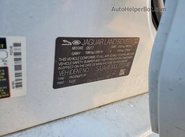 SAJAJ4FX4JCP23140 2018 JAGUAR XF Белый Вид подкапотного пространства