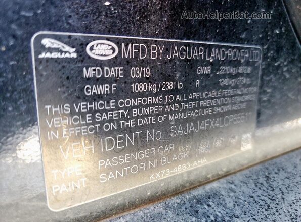 SAJAJ4FX4LCP55511 2020 JAGUAR XF Black Engine compartment view