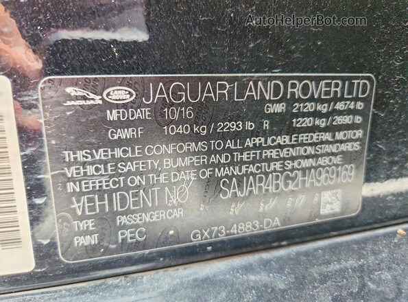 SAJAR4BG2HA969169 2017 JAGUAR XF Black Շարժիչի բաժամունքի տեսք