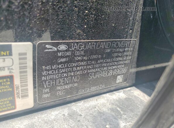 SAJAR4BG8HA962887 2017 JAGUAR XF Black Engine compartment view