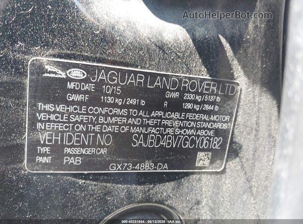 SAJBD4BV7GCY06182 2016 JAGUAR XF Черный Вид подкапотного пространства