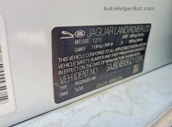 SAJBD4BV9GCY13294 2016 JAGUAR XF Белый Вид подкапотного пространства