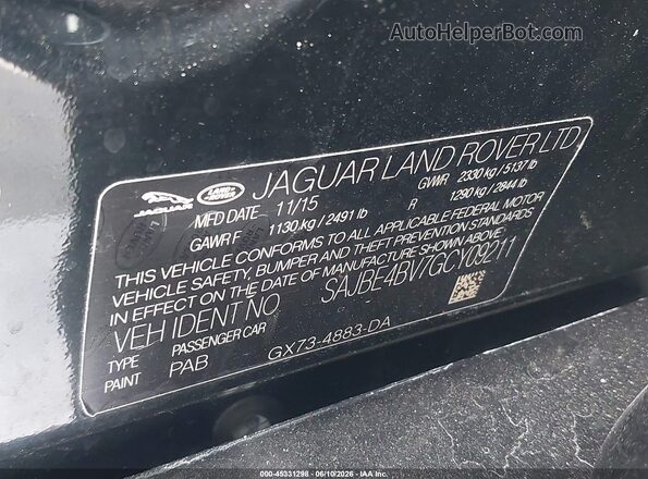 SAJBE4BV7GCY09211 2016 JAGUAR XF Черный Вид подкапотного пространства