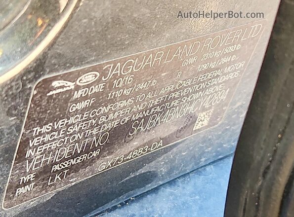 SAJBK4BN3HCY42894 2017 JAGUAR XF Черный Вид подкапотного пространства