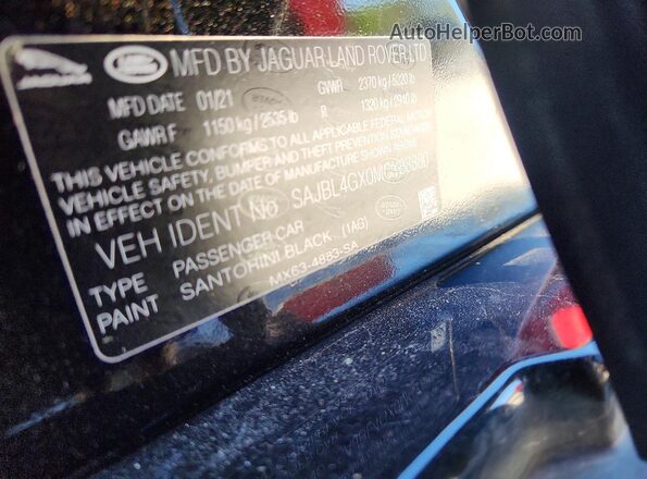 SAJBL4GX0MCY88880 2021 JAGUAR XF Black Vista del compartimento del motor