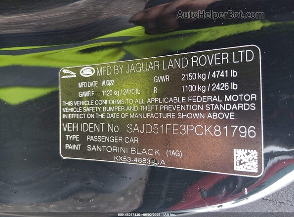 SAJD51FE3PCK81796 2023 JAGUAR F-TYPE Black Vista del compartimento del motor