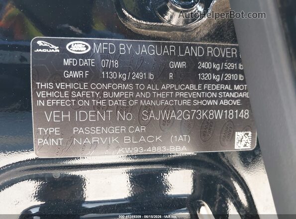 SAJWA2G73K8W18148 2019 JAGUAR XJ Black Widok komory silnika
