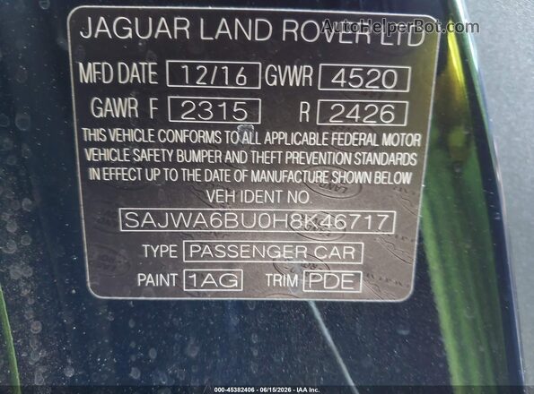 SAJWA6BU0H8K46717 2017 JAGUAR F-TYPE Black Vista del compartimento del motor