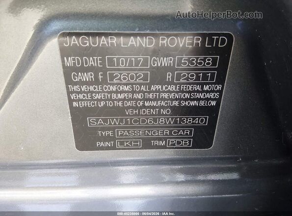 SAJWJ1CD6J8W13840 2018 JAGUAR XJ Gray Widok komory silnika