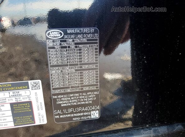 SAL1L9FU3RA400404 2024 LAND ROVER RANGE Black 