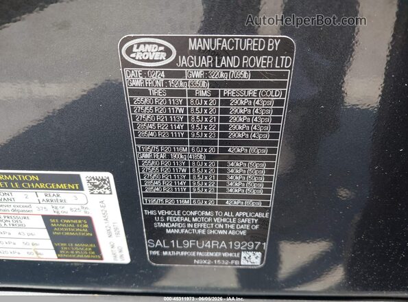 SAL1L9FU4RA192971 2024 LAND ROVER RANGE ROVER SPORT Gray Widok komory silnika