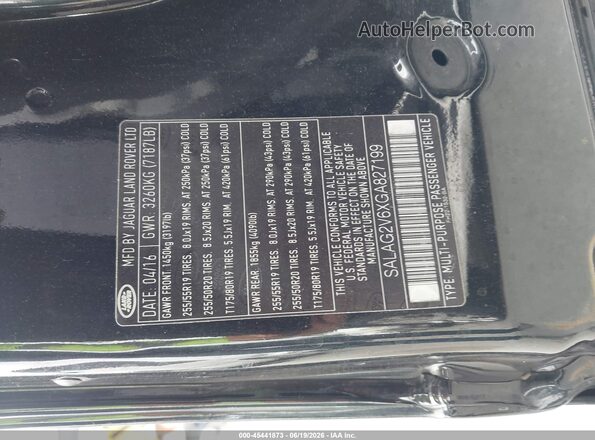 SALAG2V6XGA827199 2016 LAND ROVER LR4 Black Engine compartment view