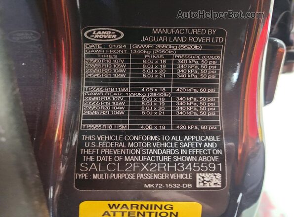 SALCL2FX2RH345591 2024 LAND ROVER DISCOVERY Black 