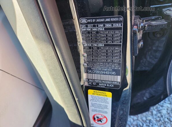 SALCP2BG5HH691045 2017 LAND ROVER DISCOVERY Черный Вид наклейки с VIN-кодом