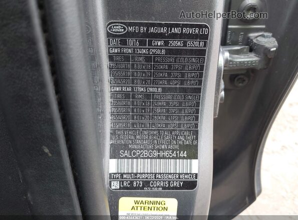 SALCP2BG9HH654144 2017 LAND ROVER DISCOVERY SPORT Gray Widok komory silnika