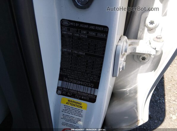 SALCP2BG9HH721373 2017 LAND ROVER DISCOVERY SPORT White Engine compartment view
