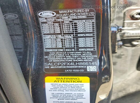 SALCP2FX4LH866145 2020 LAND ROVER DISCOVERY Black 