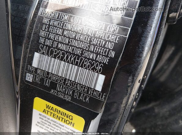 SALCP2FXXKH786296 2019 LAND ROVER DISCOVERY SPORT Black ძრავის განყოფილების ხედი