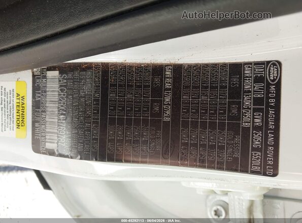 SALCR2RX4JH769787 2018 LAND ROVER DISCOVERY SPORT White Engine compartment view