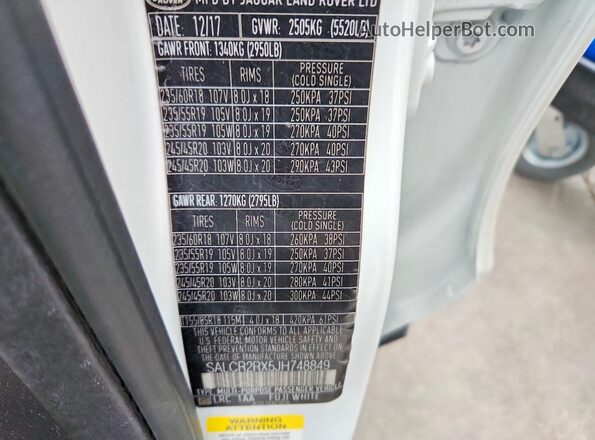 SALCR2RX5JH748849 2018 LAND ROVER DISCOVERY White ძრავის განყოფილების ხედი