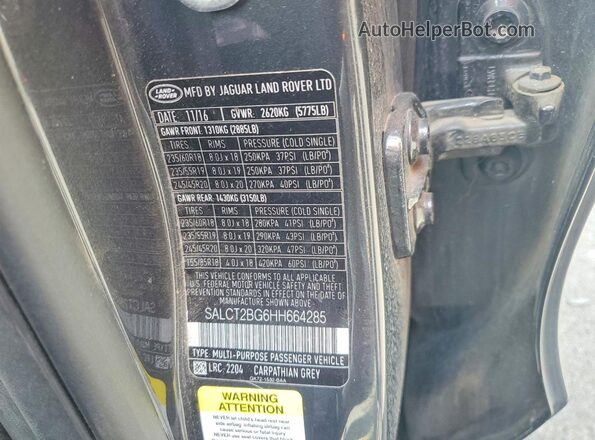 SALCT2BG6HH664285 2017 LAND ROVER DISCOVERY Gray ძრავის განყოფილების ხედი