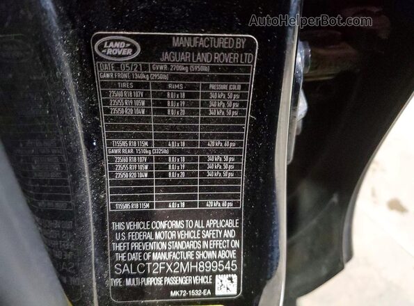 SALCT2FX2MH899545 2021 LAND ROVER DISCOVERY Black 