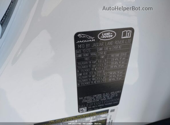 SALE2FEU2T2509006 2026 LAND ROVER DEFENDER White Engine compartment view
