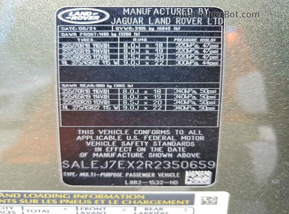 SALEJ7EX2R2350659 2024 LAND ROVER DEFENDER Green 
