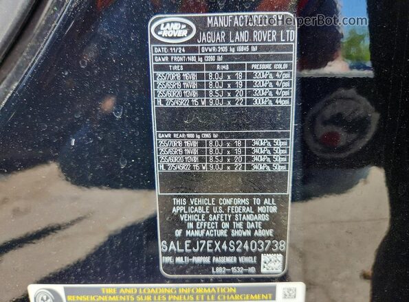 SALEJ7EX4S2403738 2025 LAND ROVER DEFENDER Black Սալոնի 360 աստիճան տեսք