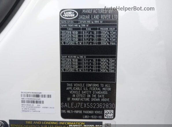 SALEJ7EX5S2362830 2025 LAND ROVER DEFENDER White Widok komory silnika