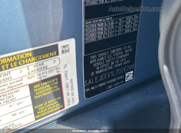SALEJEEX1L2026288 2020 LAND ROVER DEFENDER Blue Շարժիչի բաժամունքի տեսք