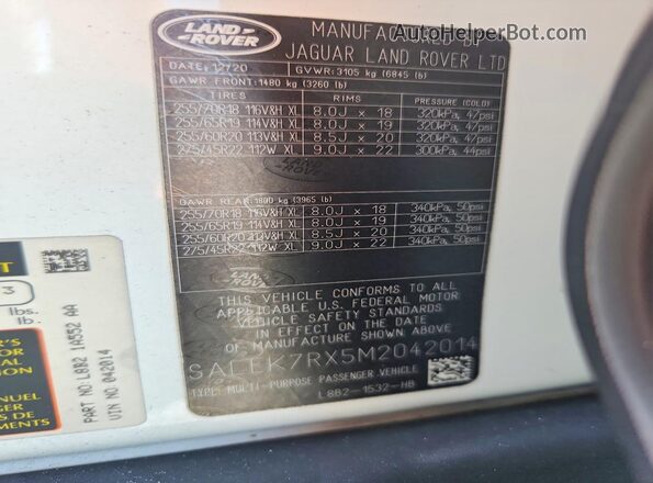 SALEK7RX5M2042014 2021 LAND ROVER DEFENDER Белый 