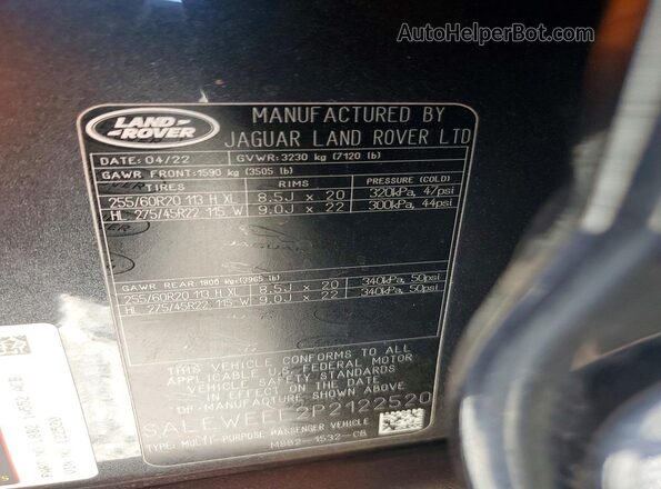 SALEWEEE2P2122520 2023 LAND ROVER DEFENDER Charcoal Շարժիչի բաժամունքի տեսք