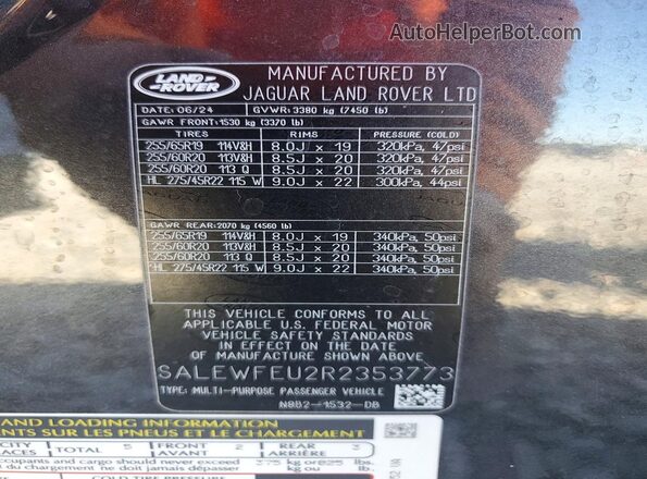 SALEWFEU2R2353773 2024 LAND ROVER DEFENDER Gray 