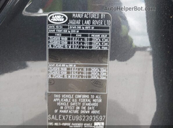 SALEX7EU9S2393597 2025 LAND ROVER DEFENDER Gray ძრავის განყოფილების ხედი