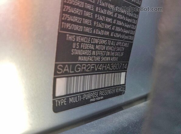 SALGR2FV4HA360714 2017 LAND ROVER RANGE Silver 