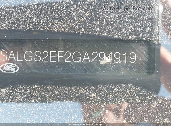 SALGS2EF2GA294919 2016 LAND ROVER RANGE ROVER Серый 