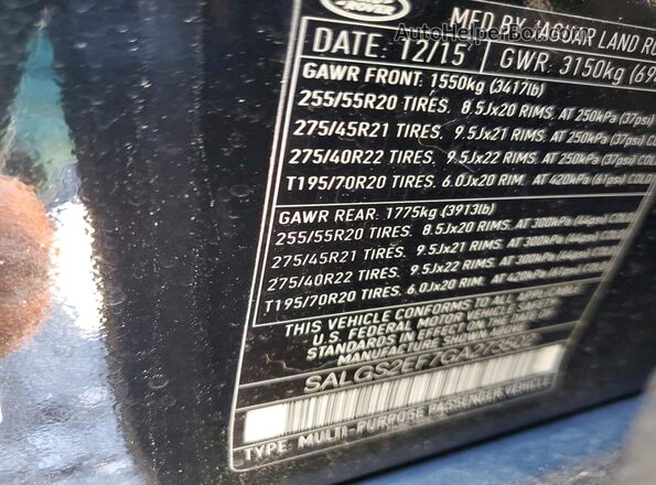 SALGS2EF7GA273502 2016 LAND ROVER RANGE Black 