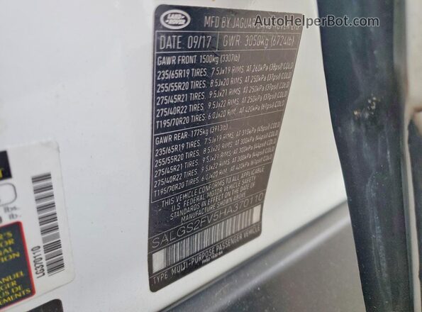 SALGS2FV5HA370110 2017 LAND ROVER RANGE White VIN sticker view