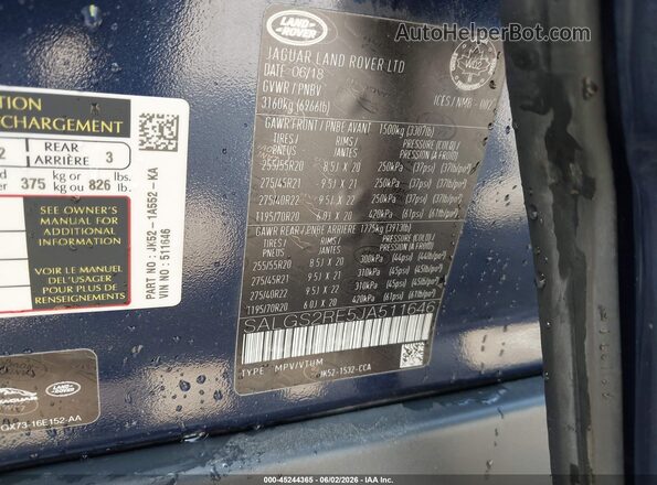 SALGS2RE5JA511646 2018 LAND ROVER RANGE ROVER Navy Widok komory silnika