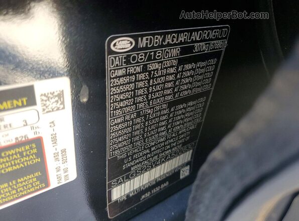 SALGS2SV4KA522830 2019 LAND ROVER RANGE Black 