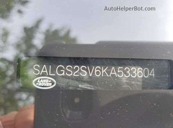 SALGS2SV6KA533604 2019 LAND ROVER RANGE Charcoal VIN კოდის სტიკერის ხედი