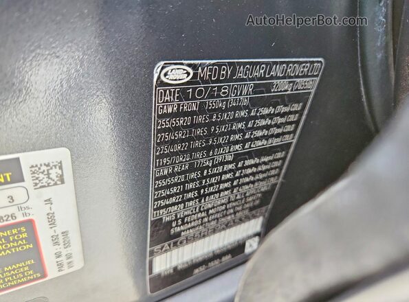 SALGS5RE9KA532048 2019 LAND ROVER RANGE Black VIN կոդի պիտակի տեսք