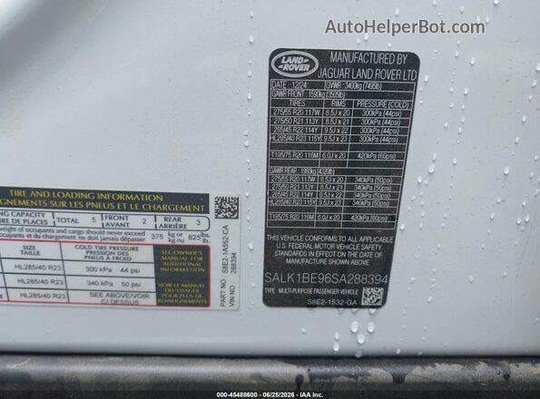 SALK1BE96SA288394 2025 LAND ROVER RANGE ROVER White Շարժիչի բաժամունքի տեսք