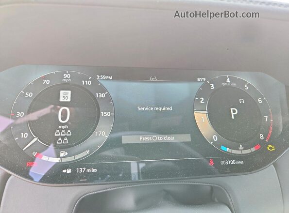 SALKPBE95SA287123 2025 LAND ROVER RANGE White Instrument cluster view