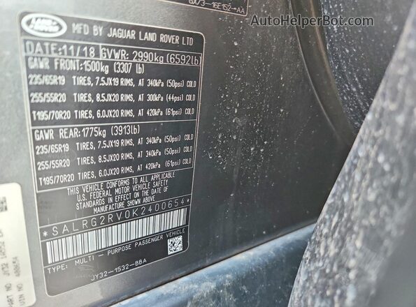 SALRG2RV0K2400654 2019 LAND ROVER DISCOVERY Gray 360 interior view