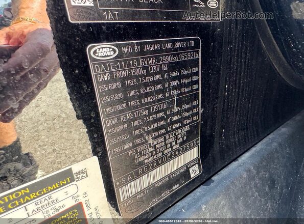 SALRG2RV0L2427595 2020 LAND ROVER DISCOVERY Black Շարժիչի բաժամունքի տեսք