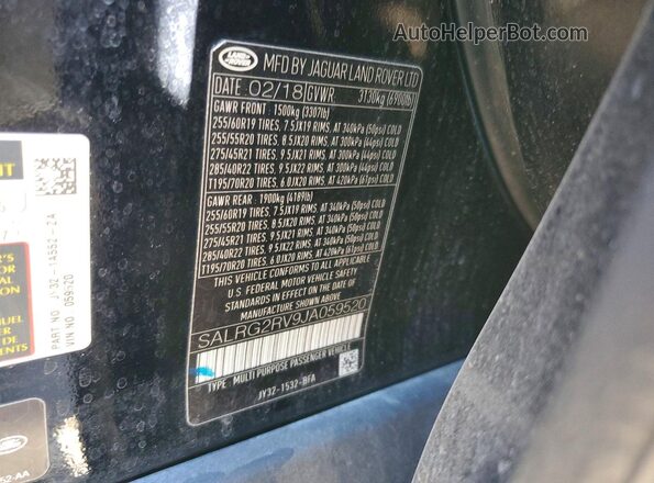 SALRG2RV9JA059520 2018 LAND ROVER DISCOVERY Black ძრავის განყოფილების ხედი